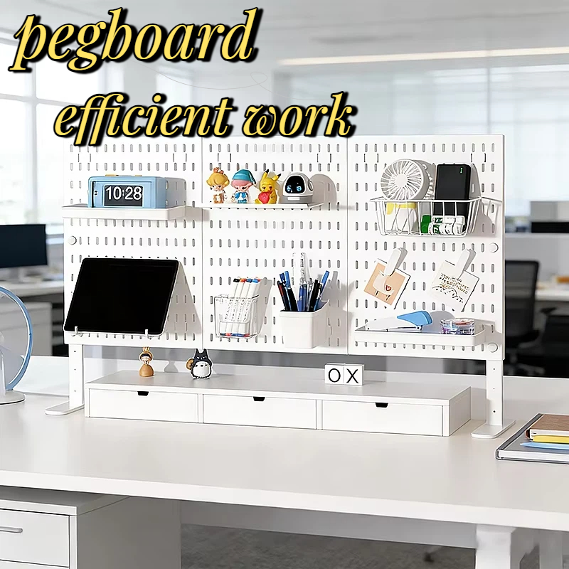 Desk Setup Table - 30×30cm PP Desk Pegboard, Stand &