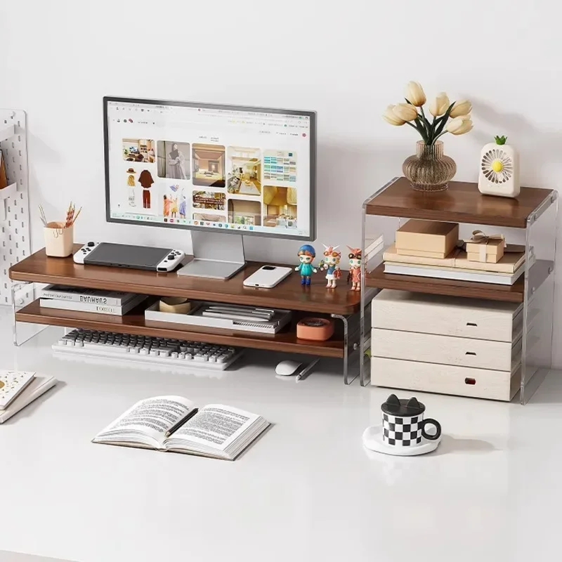 Monitor Riser Wood - Acrylic Display Height Bracket Office Screen