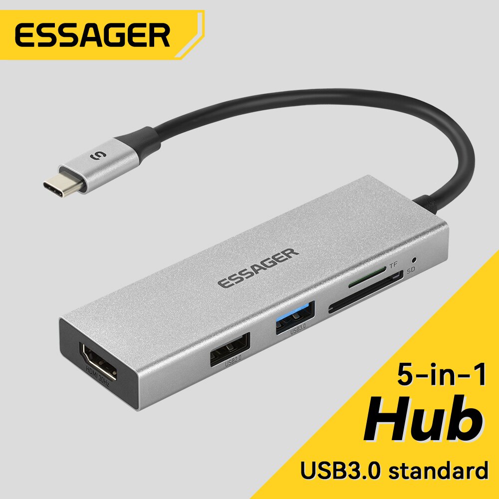 Desk Setup Usb Hub - Essager 5 in 1 USB C