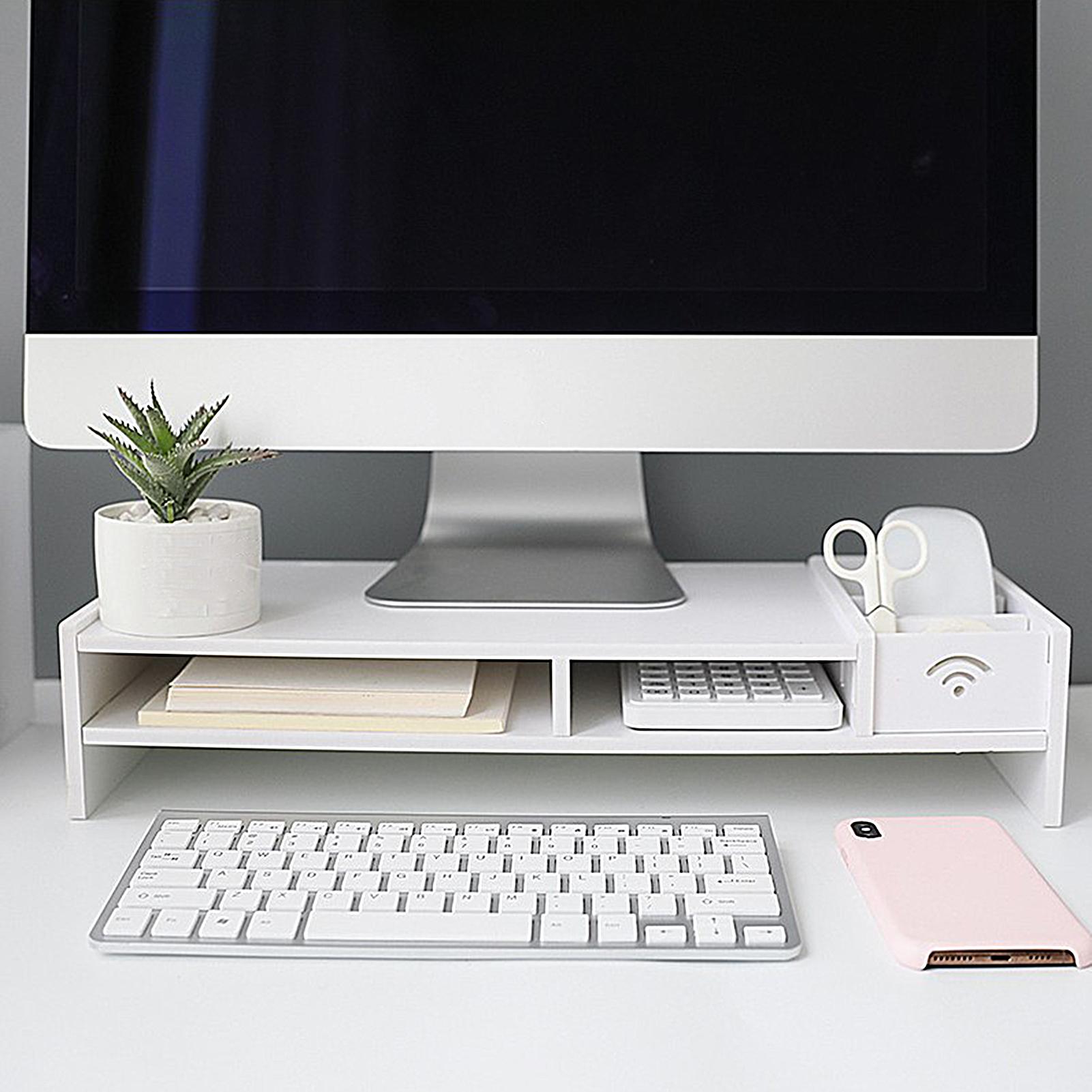 Monitor Riser Wood - 3-Tier Desk Organizer Shelf For Desk