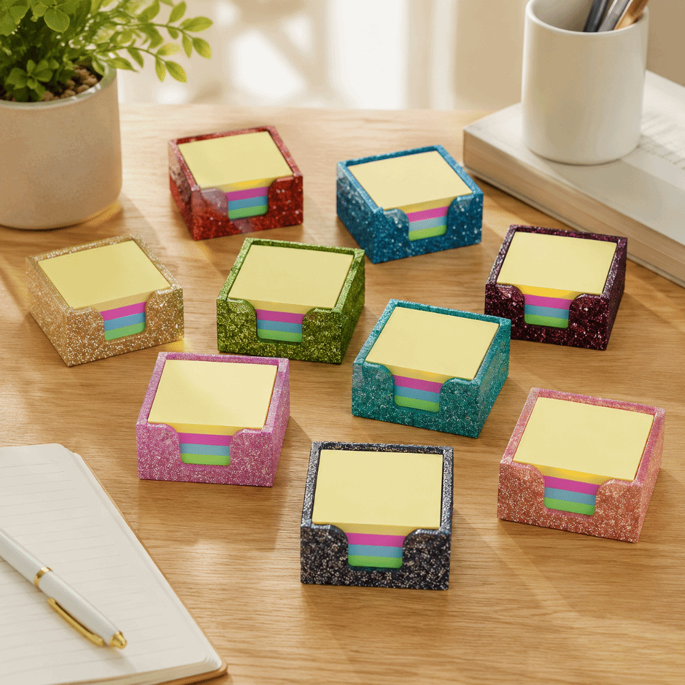 Sticky Memo Holder - Glitter Acrylic Sticky Note Holder Space