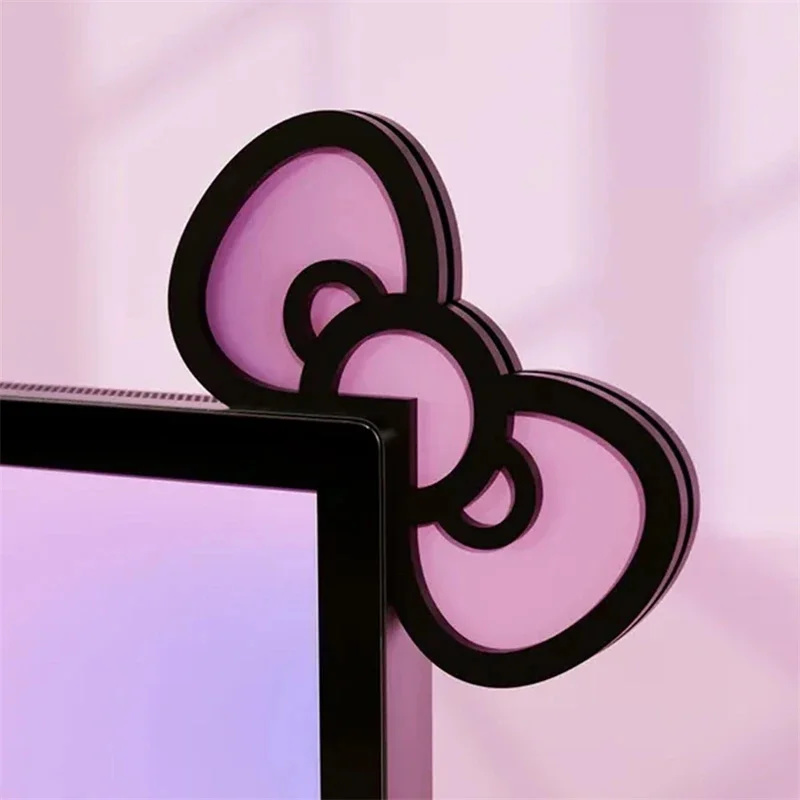 Gaming Setup Desk - Kawaii Pink Acrylic Bow Monitor Decor