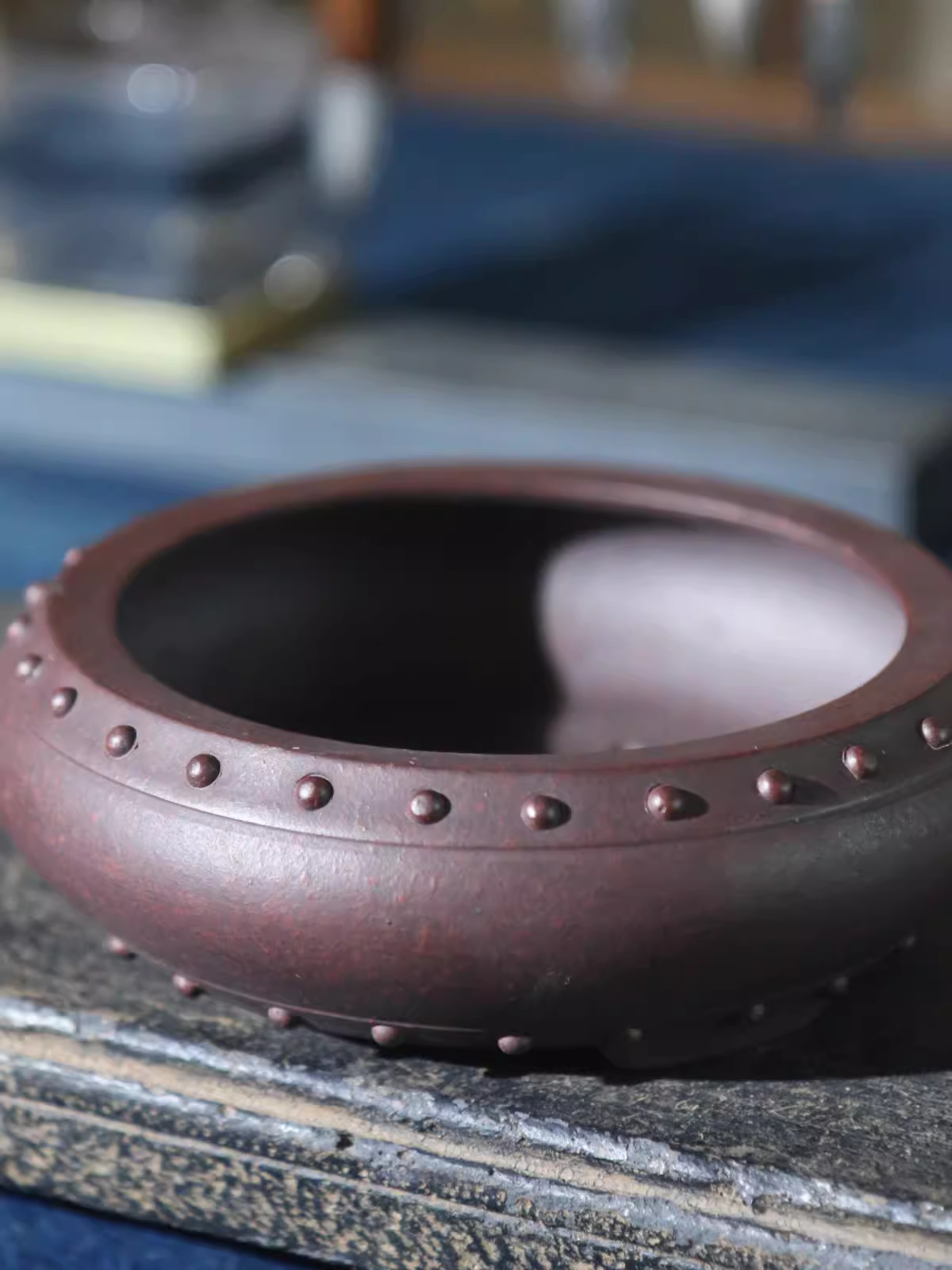 Desk Setup Green - Ceramic Circle Bonsai Pot, Made by