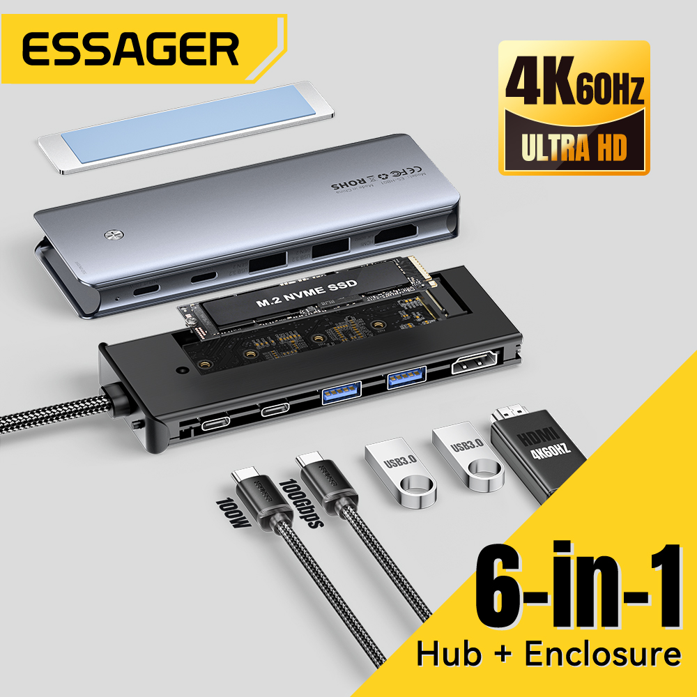 Desk Setup Usb Hub - Essager USB C Hub With M.2
