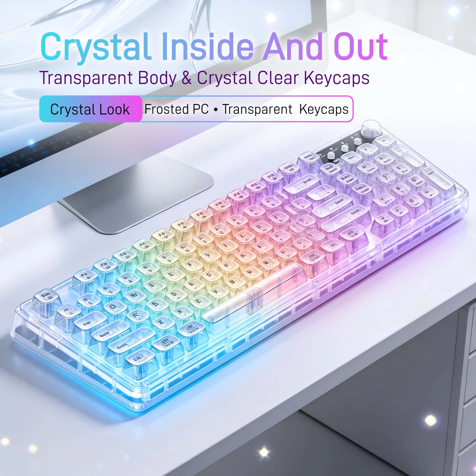 Desk Setup Layout - F99 Gasket Transparent Wireless Gaming Keyboard,