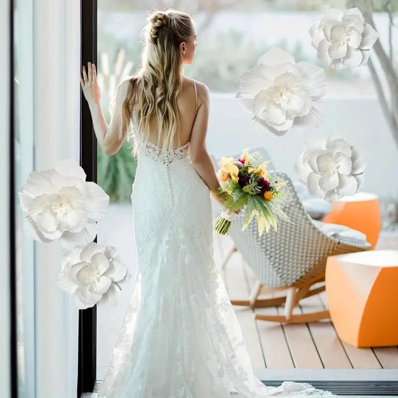 5 Packs of White Paper Flowers - огляд і ціна Desk Setup Background