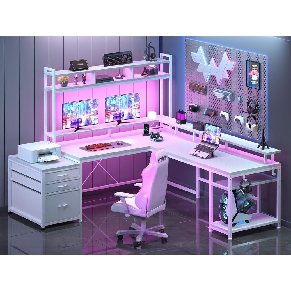104-inch L-Shaped Desk for Dua - огляд і ціна Dual Monitor Desk Setup