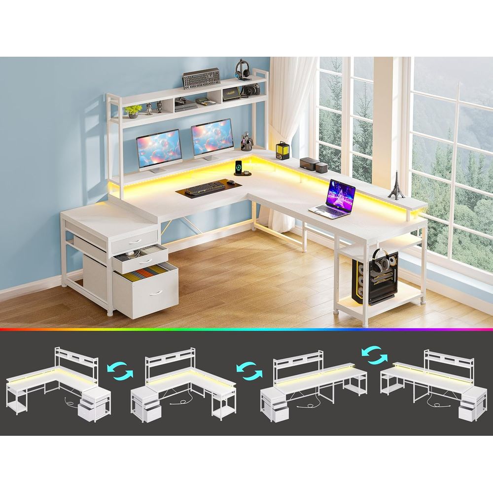 104-inch L-Shaped Desk for Dua - огляд і ціна Dual Monitor Desk Setup