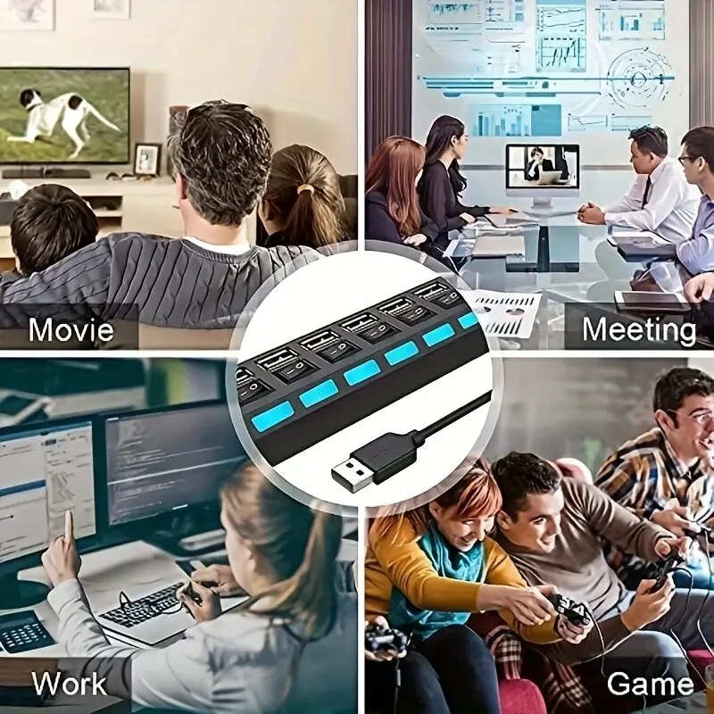 High Speed 4/7 Ports USB HUB 2 - огляд і ціна Desk Setup Usb Hub