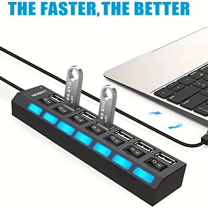 High Speed 4/7 Ports USB HUB 2 - огляд і ціна Desk Setup Usb Hub