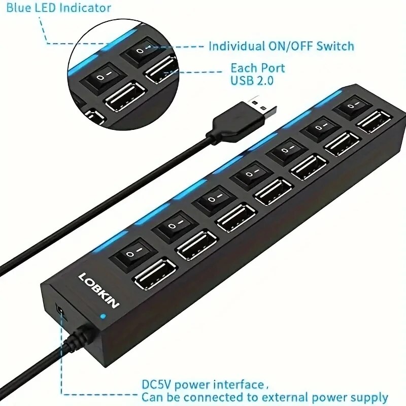 High Speed 4/7 Ports USB HUB 2 - огляд і ціна Desk Setup Usb Hub