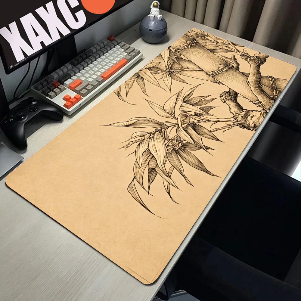 HYBXAXC Bamboo Line Art Mouse  - огляд і ціна Desk Setup Beige