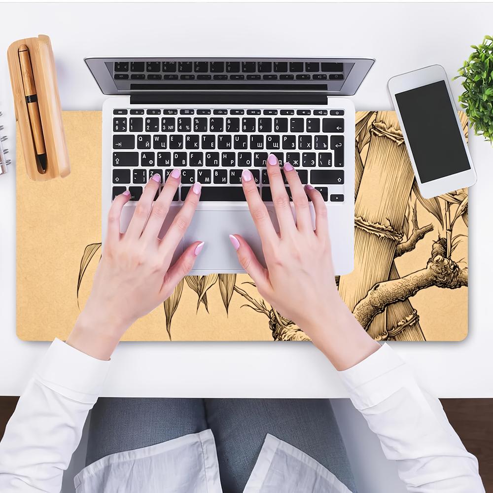 HYBXAXC Bamboo Line Art Mouse  - огляд і ціна Desk Setup Beige