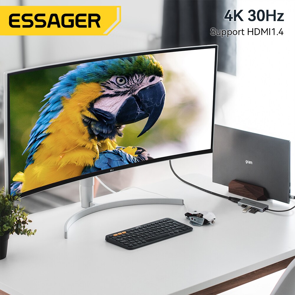 Essager 5 in 1 USB C HUB HDMI- - огляд і ціна Desk Setup Usb Hub
