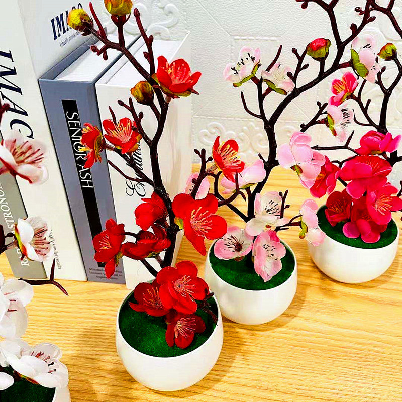 Simulation Plum Flower Pot Pla - огляд і ціна Desk Setup Background