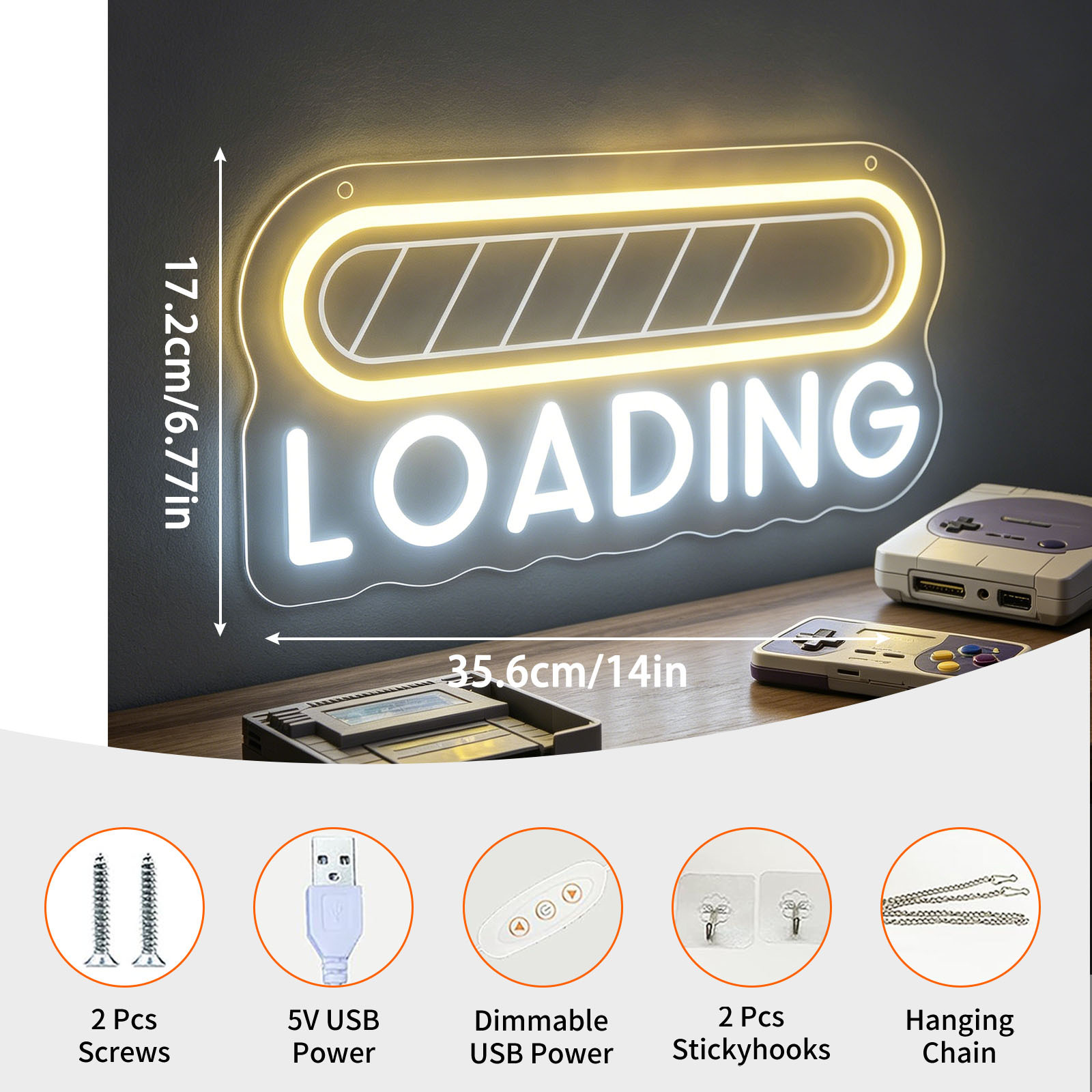 Loading Neon Sign LED USB Dimm - огляд і ціна Desk Setup Gifts