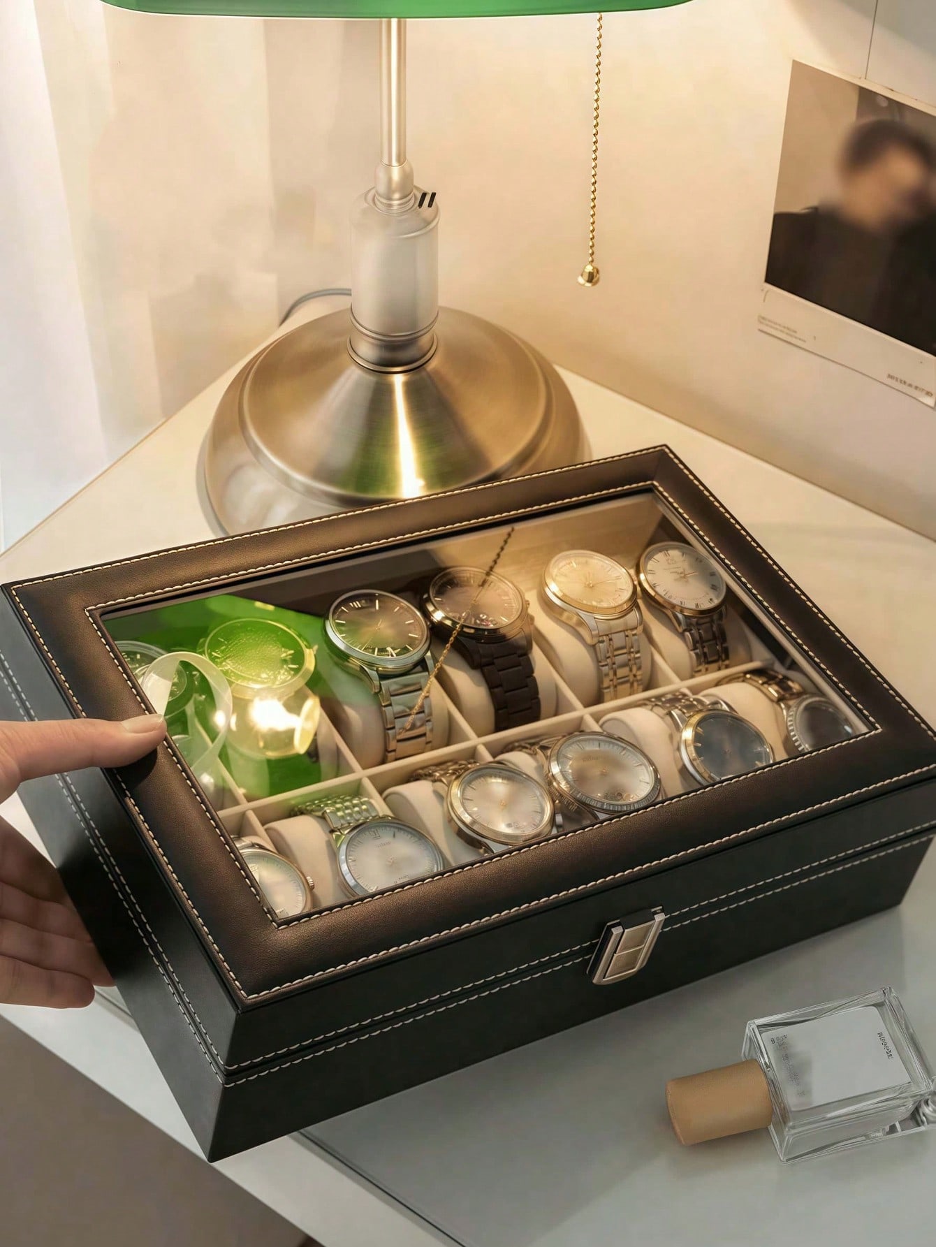 Leather Watch Box with Lock, L - огляд і ціна Cable Box Organizer