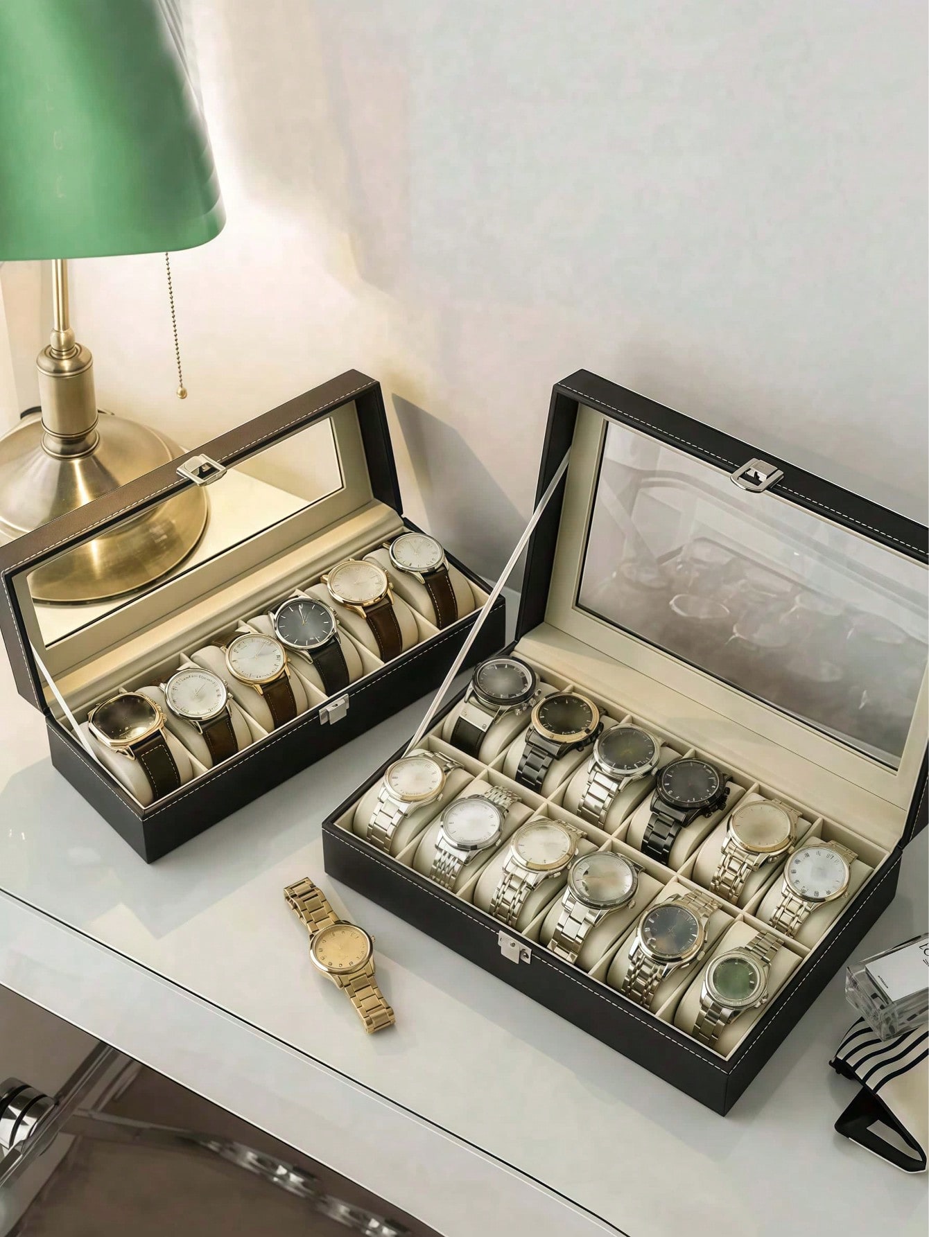 Leather Watch Box with Lock, L - огляд і ціна Cable Box Organizer