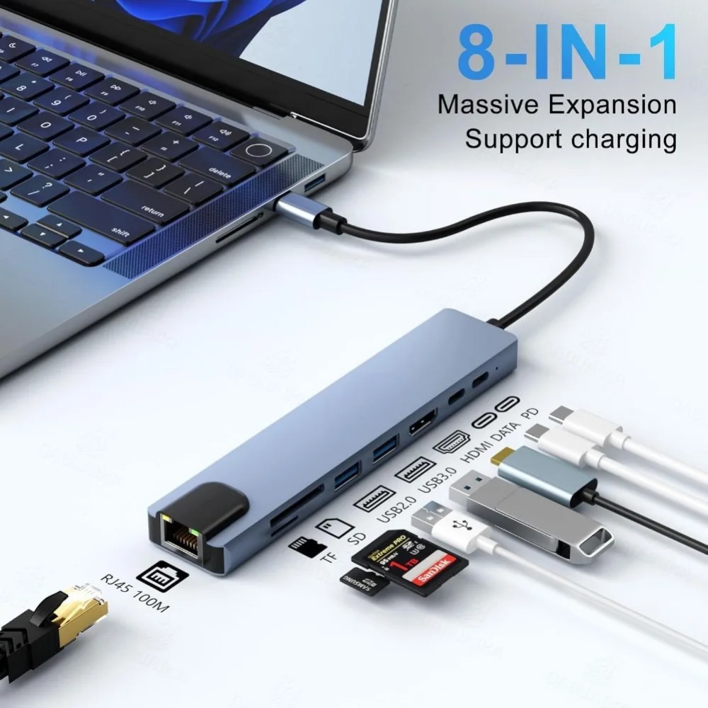 USB C Hub 8/7 in 1 4K HDMI Ada - огляд і ціна Desk Setup Usb Hub