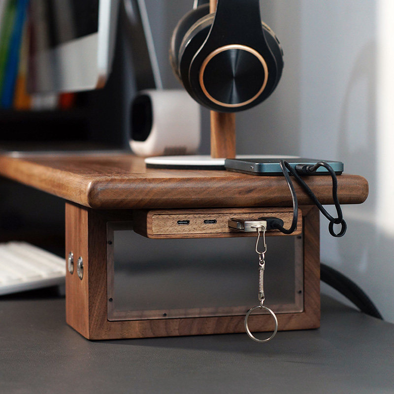 USB 3.2 Hub with Self-Adhesive - огляд і ціна Monitor Riser Wood