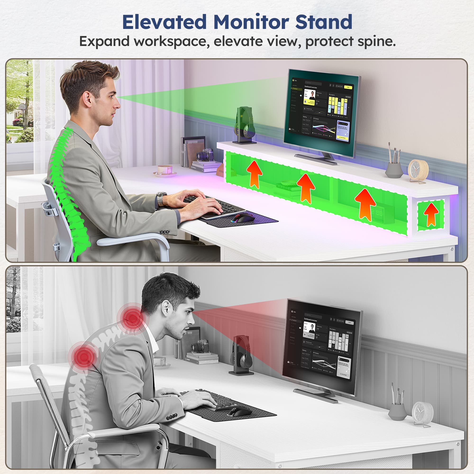 EnHomee 63“ L Shaped Gaming De - огляд і ціна Dual Monitor Desk Setup