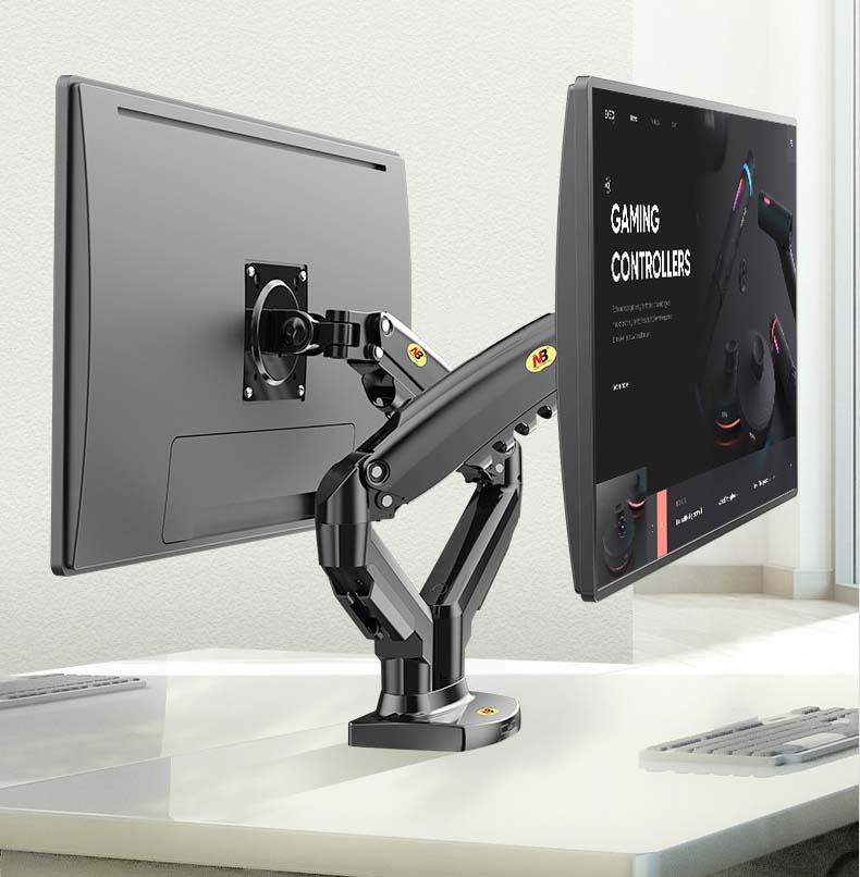 NB NEW F160 Gas Spring 17'-27' - огляд і ціна Dual Monitor Desk Setup