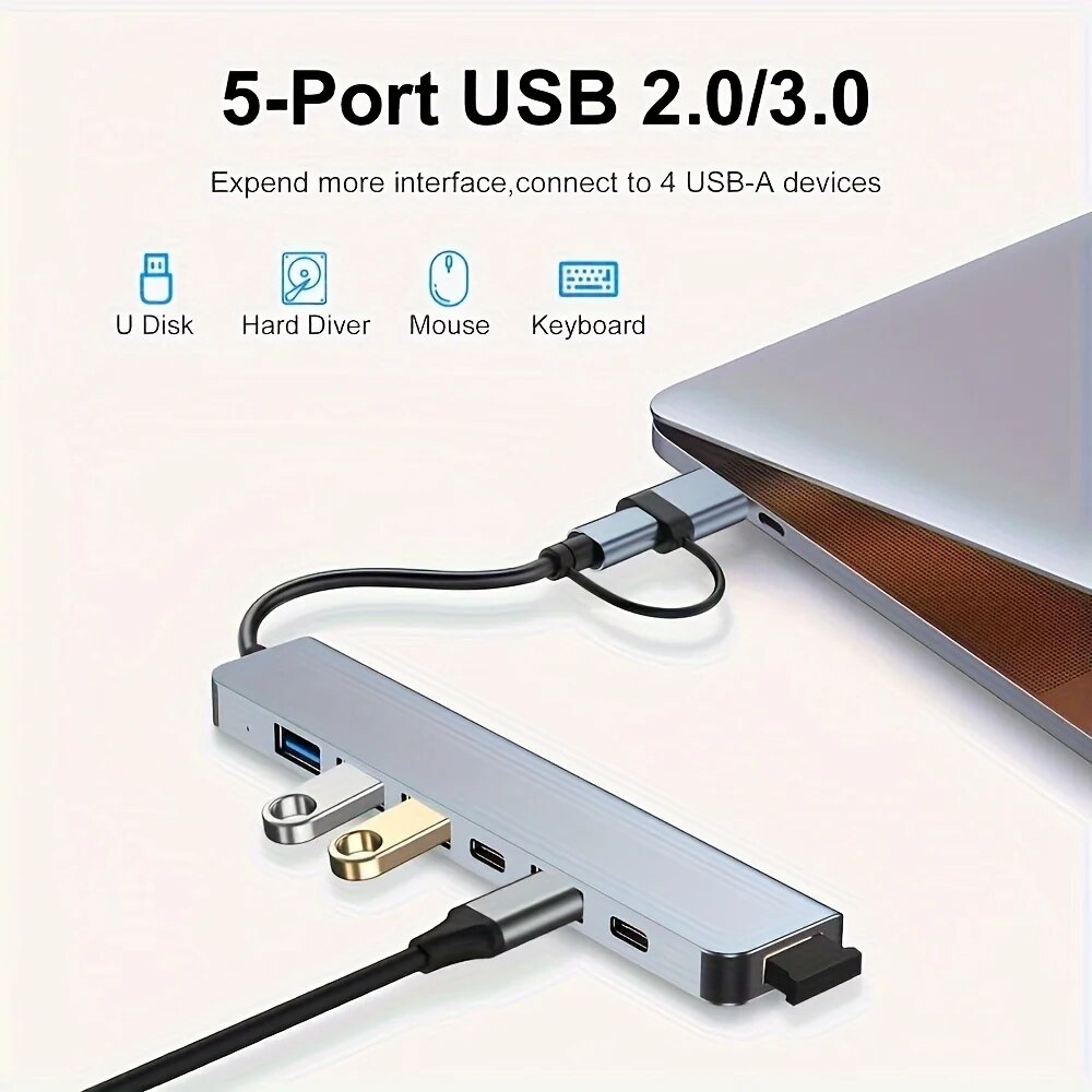 2 In 1 USB3.0 Hub 7 Port Type  - огляд і ціна Desk Setup Usb Hub