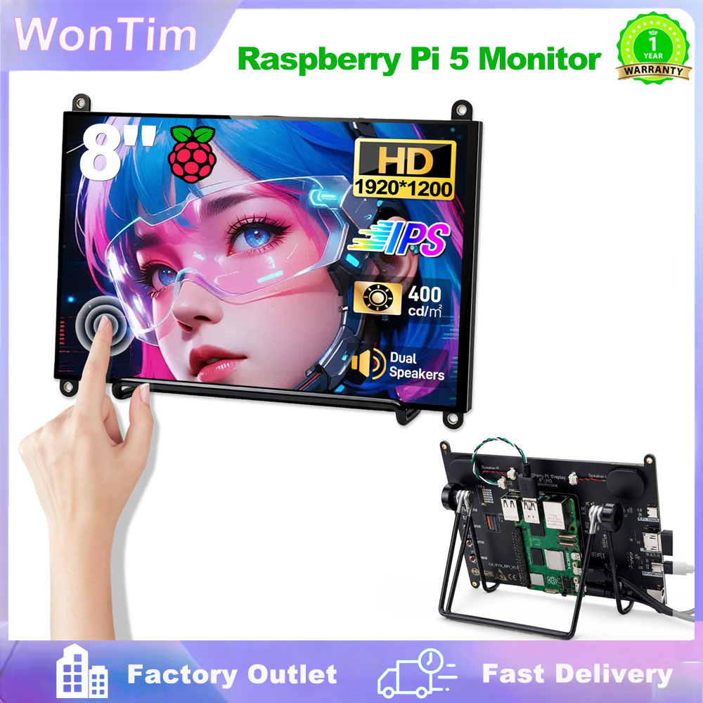 WonTim 8' Touchscreen Monitor  - огляд і ціна Dual Monitor Desk Setup