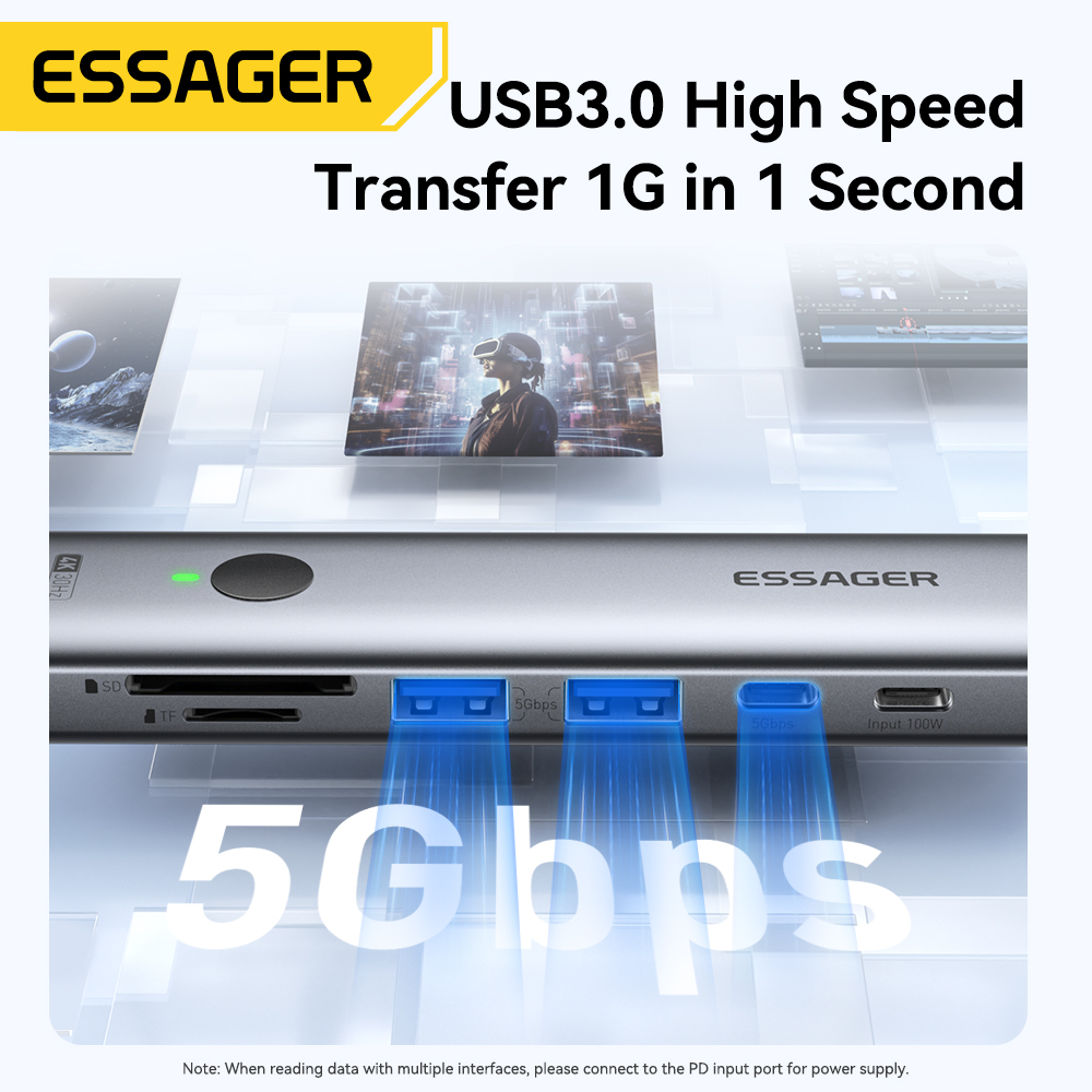 Essager USB C HUB 4K 7-in-1 Ty - огляд і ціна Desk Setup Usb Hub