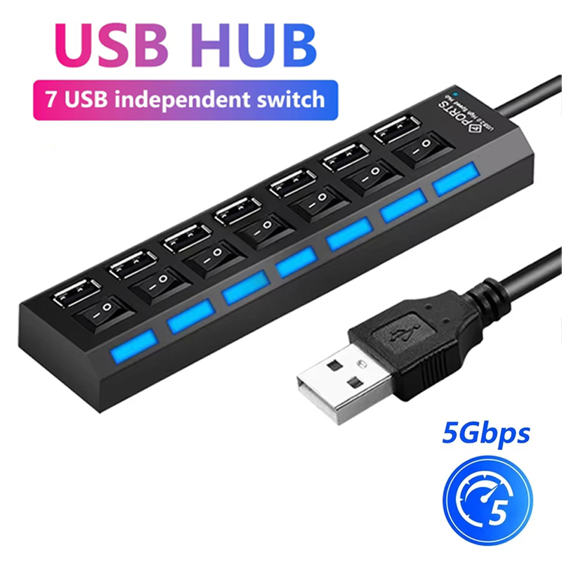 7 Port USB 2.0 Hub Splitter Fo - огляд і ціна Desk Setup Usb Hub