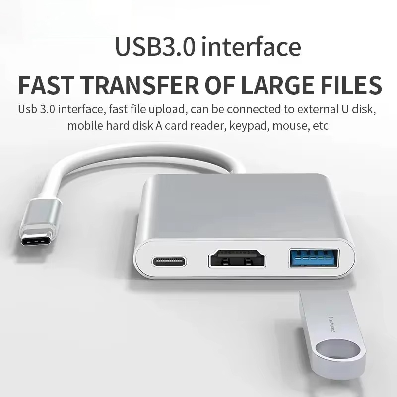 3 In 1 Type C to HDMI-compatib - огляд і ціна Desk Setup Usb Hub