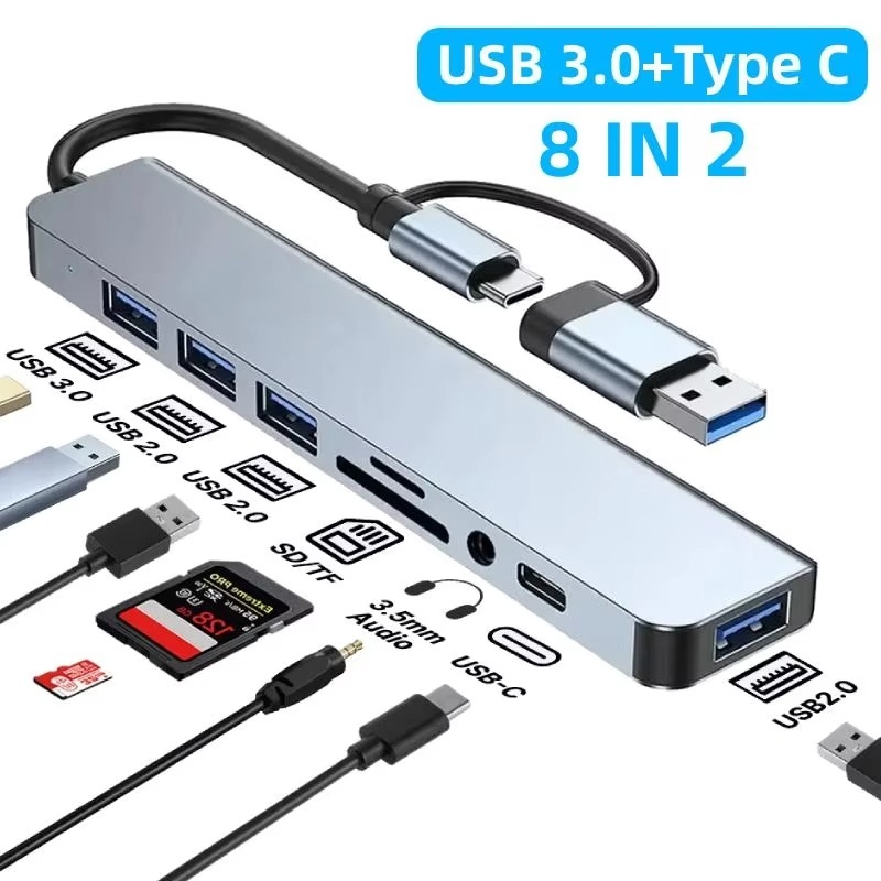 8 In 2 USB Type C HUB Docking  - огляд і ціна Desk Setup Usb Hub