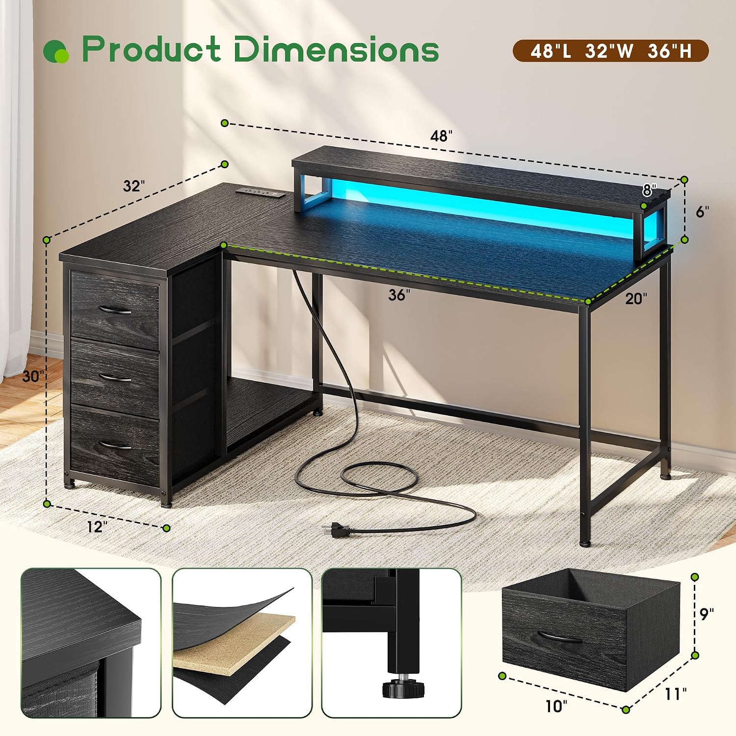 Gaming Desk with 3 Drawers & 4 - огляд і ціна Desk Setup Gaming Pc